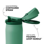 Simple Modern Mesa Loop Water Bottle with Straw | 24oz Cup Holder Friendly Insulated Stainless Steel Bottles for Travel, Sports and School | Basil