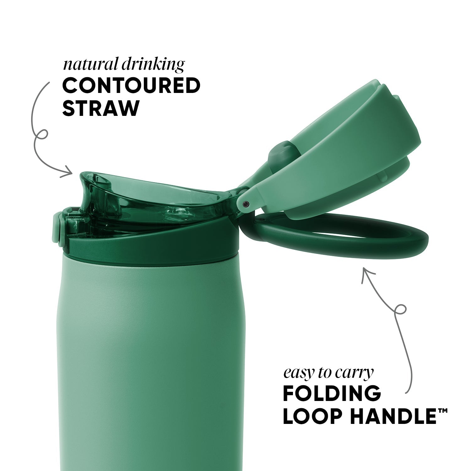 Simple Modern Mesa Loop Water Bottle with Straw | 30oz Cup Holder Friendly Insulated Stainless Steel Bottles for Travel, Sports and School | Basil