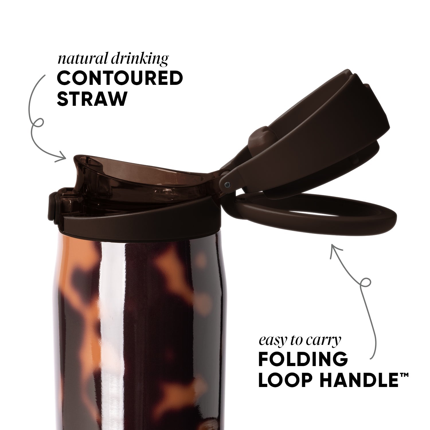 Simple Modern Mesa Loop Water Bottle with Straw | 30oz Cup Holder Friendly Insulated Stainless Steel Bottles for Travel, Sports and School | Tortoise