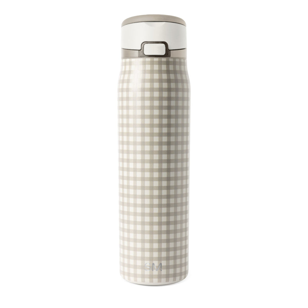 Simple Modern Mesa Loop Water Bottle with Straw | 30oz Cup Holder Friendly Insulated Stainless Steel Bottles for Travel, Sports and School | Cream Gingham