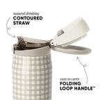 Simple Modern Mesa Loop Water Bottle with Straw | 30oz Cup Holder Friendly Insulated Stainless Steel Bottles for Travel, Sports and School | Cream Gingham