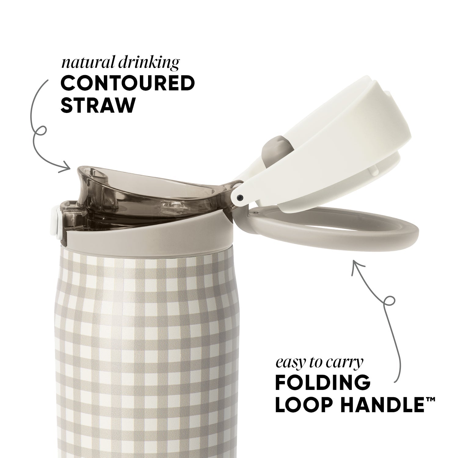 Simple Modern Mesa Loop Water Bottle with Straw | 30oz Cup Holder Friendly Insulated Stainless Steel Bottles for Travel, Sports and School | Cream Gingham