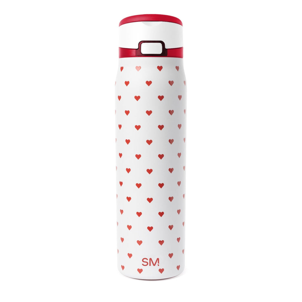 Simple Modern Mesa Loop Water Bottle with Straw | 30oz Cup Holder Friendly Insulated Stainless Steel Bottles for Travel, Sports and School | Crimson Hearts
