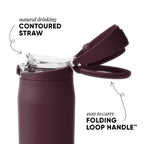 Simple Modern Mesa Loop Water Bottle with Straw | 30oz Cup Holder Friendly Insulated Stainless Steel Bottles for Travel, Sports and School | Cherry Wine