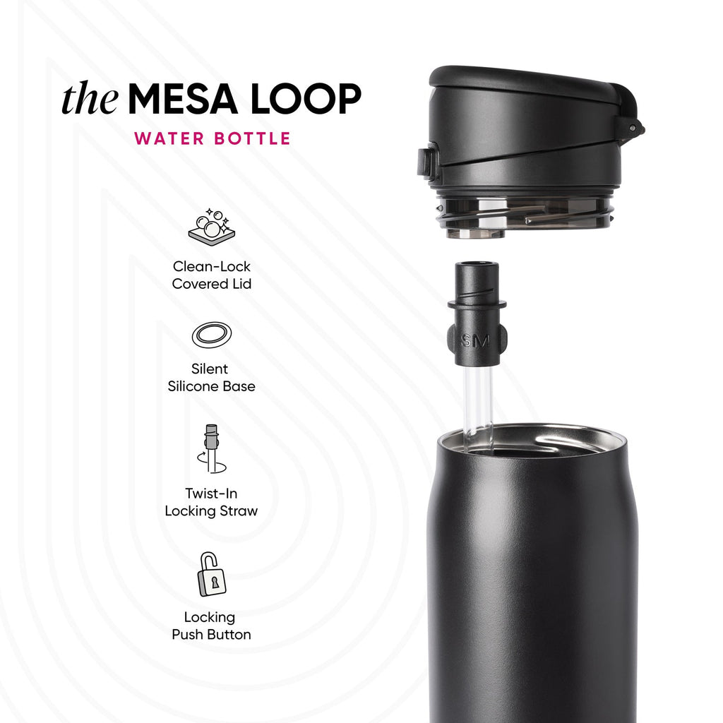 Simple Modern Mesa Loop Water Bottle with Straw | 30oz Cup Holder Friendly Insulated Stainless Steel Bottles for Travel, Sports and School | Basil