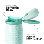 Simple Modern Mesa Loop Water Bottle with Straw | 30oz Cup Holder Friendly Insulated Stainless Steel Bottles for Travel, Sports and School | Mint Dots