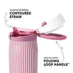 Simple Modern Mesa Loop Water Bottle with Straw | 24oz Cup Holder Friendly Insulated Stainless Steel Bottles for Travel, Sports and School | Rose Stripes