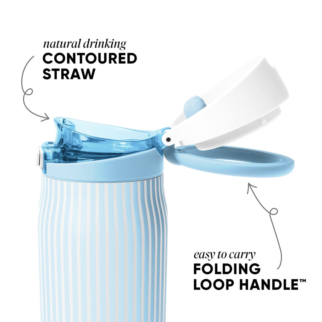 Simple Modern Mesa Loop Water Bottle with Straw | 24oz Cup Holder Friendly Insulated Stainless Steel Bottles for Travel, Sports and School | Seaside Stripes