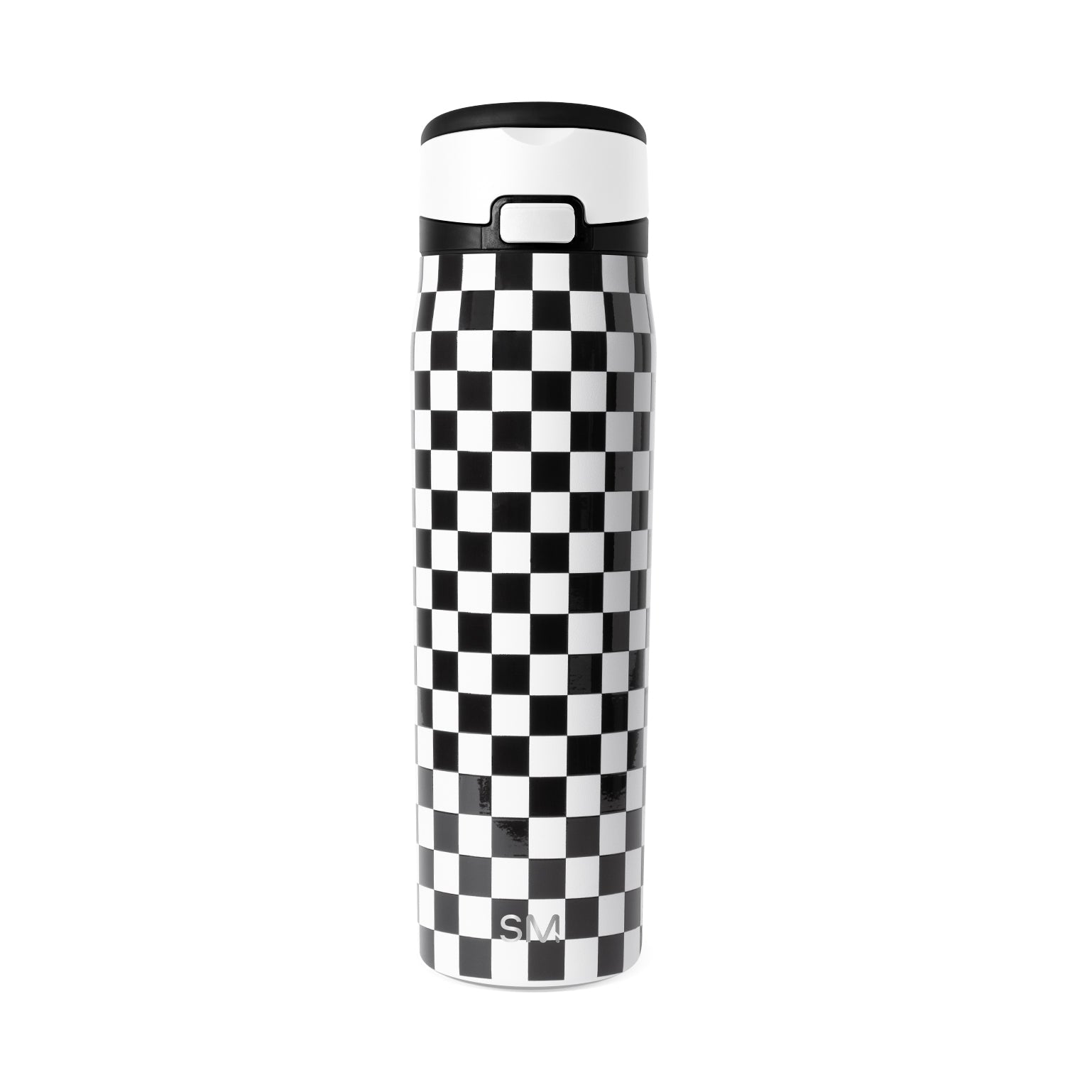 Simple Modern Mesa Loop Water Bottle with Straw | 24oz Cup Holder Friendly Insulated Stainless Steel Bottles for Travel, Sports and School | Black and White Checkmate