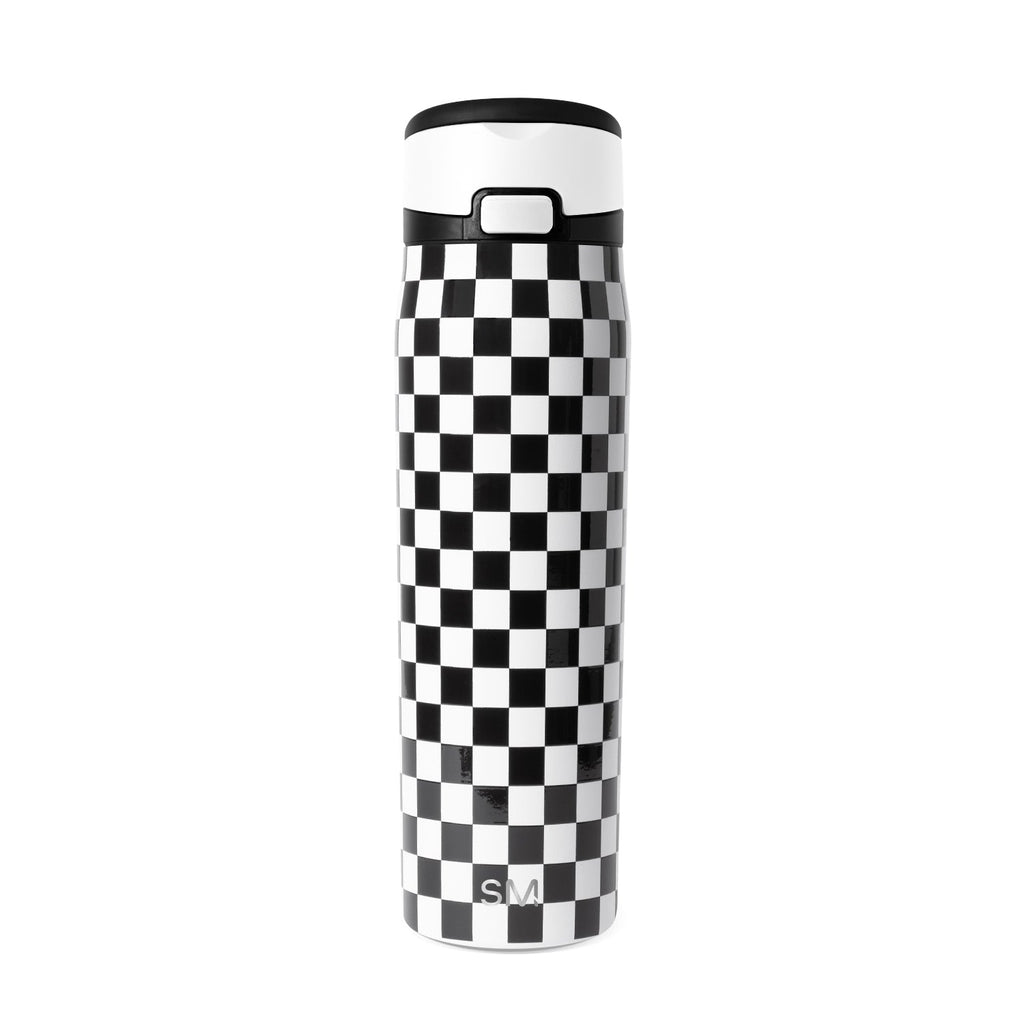 Simple Modern Mesa Loop Water Bottle with Straw | 30oz Cup Holder Friendly Insulated Stainless Steel Bottles for Travel, Sports and School | Black and White Checkmate
