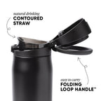 Simple Modern Mesa Loop Water Bottle with Straw | 24oz Cup Holder Friendly Insulated Stainless Steel Bottles for Travel, Sports and School | Neon Black