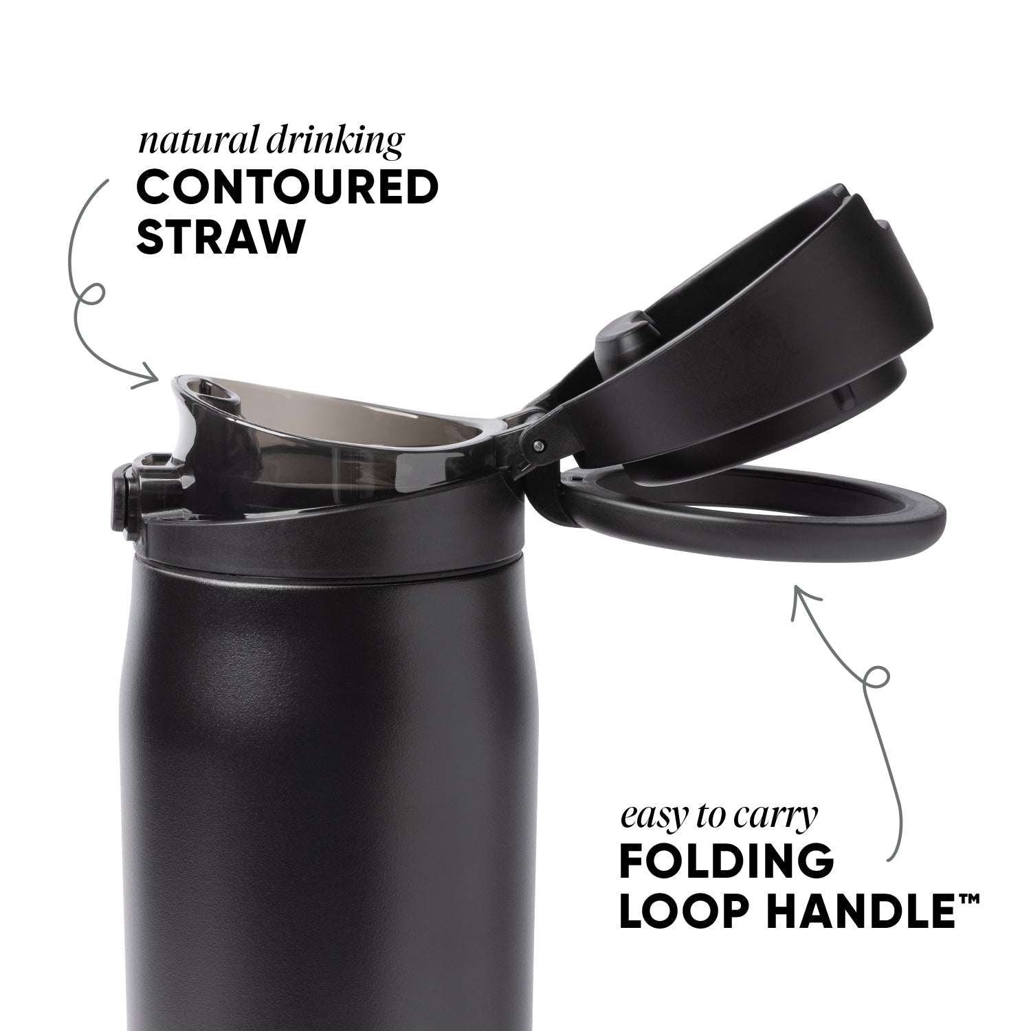 Simple Modern Mesa Loop Water Bottle with Straw | 24oz Cup Holder Friendly Insulated Stainless Steel Bottles for Travel, Sports and School | Neon Black