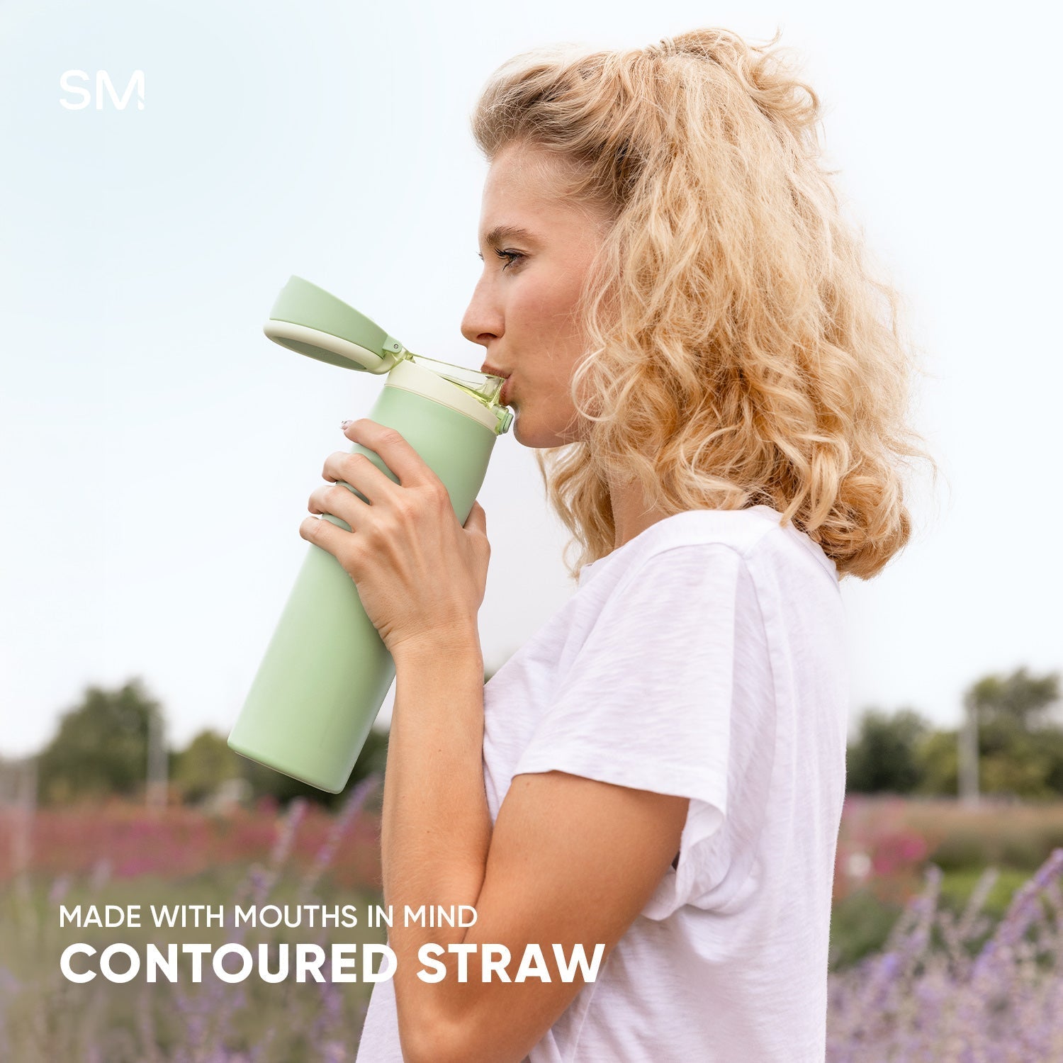 Simple Modern Mesa Loop Water Bottle with Straw | 30oz Cup Holder Friendly Insulated Stainless Steel Bottles for Travel, Sports and School | Snow Day